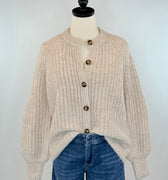 Dex Textured Cardigan in Soft Oat-131 - Sweaters F/W (June - Nov)-Little Bird Boutique