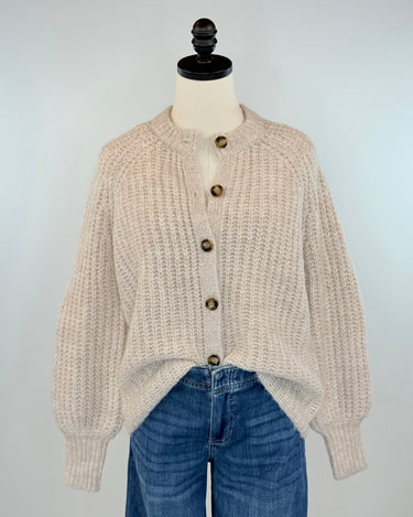 Dex Textured Cardigan in Soft Oat-131 - Sweaters F/W (June - Nov)-Little Bird Boutique