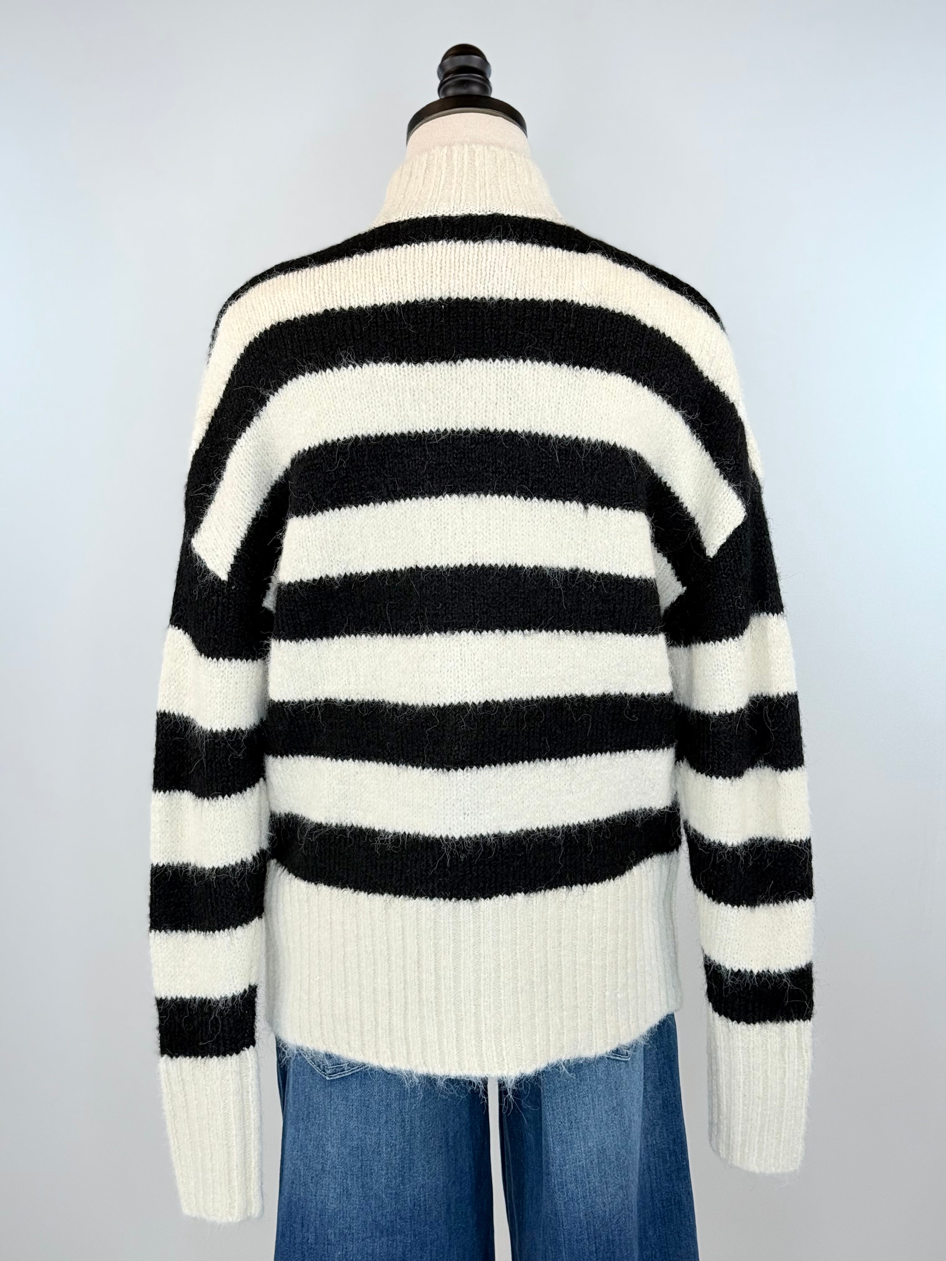 Illene Sweater in Cream and Black Stripe-131 - Sweaters F/W (June - Nov)-Little Bird Boutique