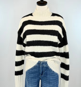 Illene Sweater in Cream and Black Stripe-131 - Sweaters F/W (June - Nov)-Little Bird Boutique