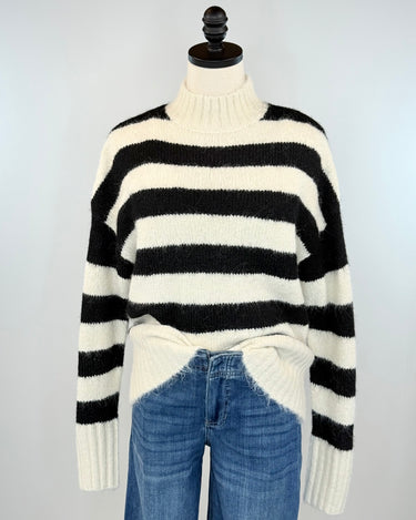 Illene Sweater in Cream and Black Stripe-131 - Sweaters F/W (June - Nov)-Little Bird Boutique
