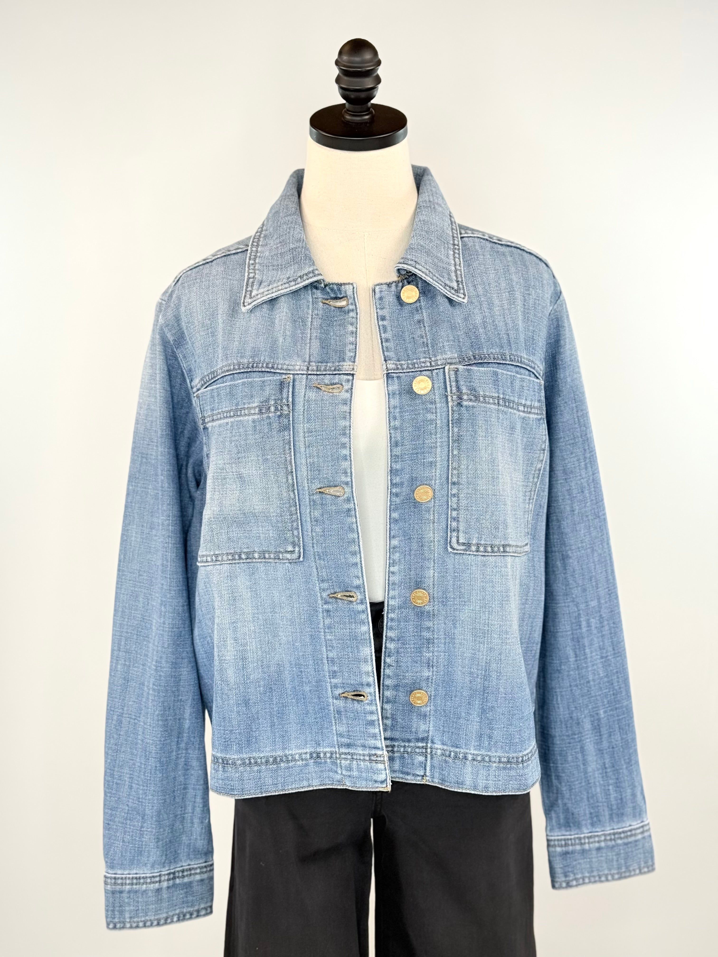 Kut Arya Shirt Jacket in Medium Wash-145 Denim Jackets-Little Bird Boutique