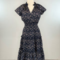 Charlie Dress in Navy and White Floral-152 Dresses - Long-Little Bird Boutique