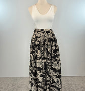 Parker Maxi Skirt in Black and Cream Floral-231 Skirts-Little Bird Boutique