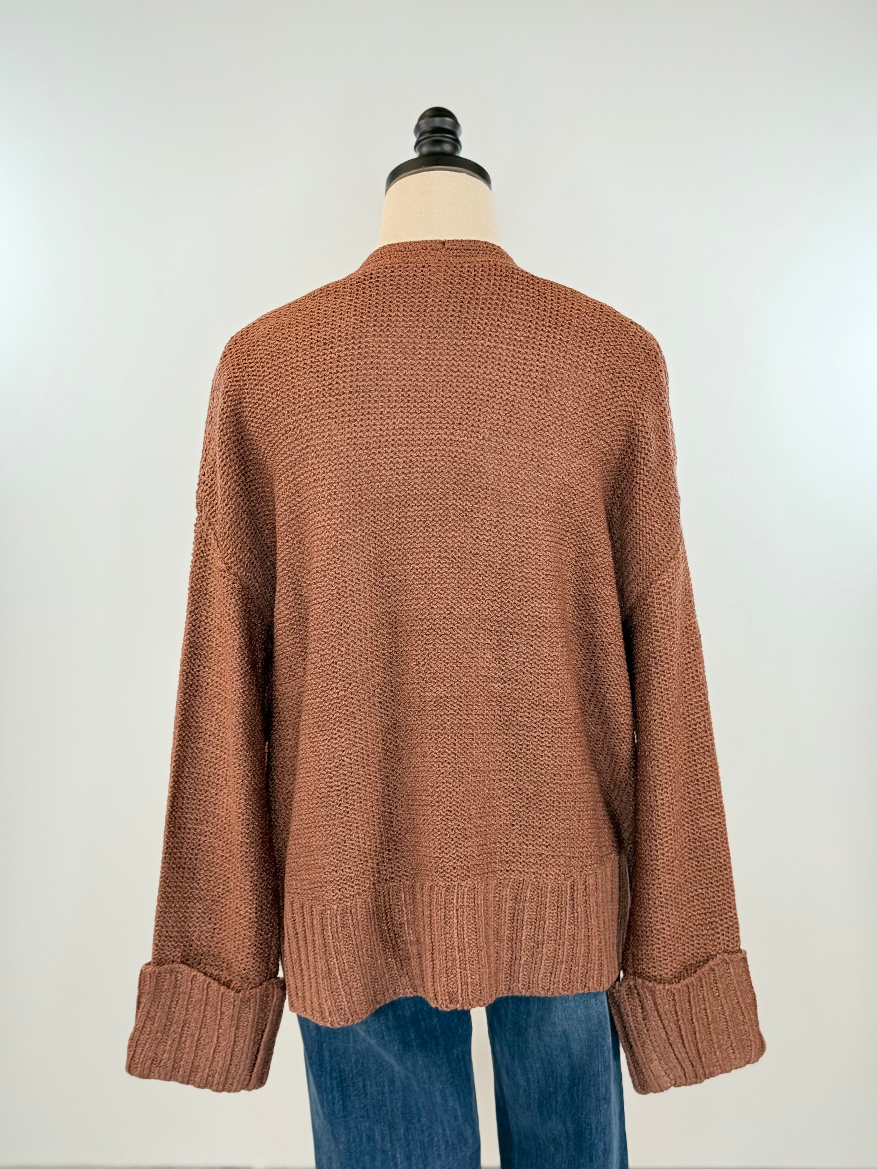 Bree Cardigan in Brick-131 - Sweaters F/W (June - Nov)-Little Bird Boutique