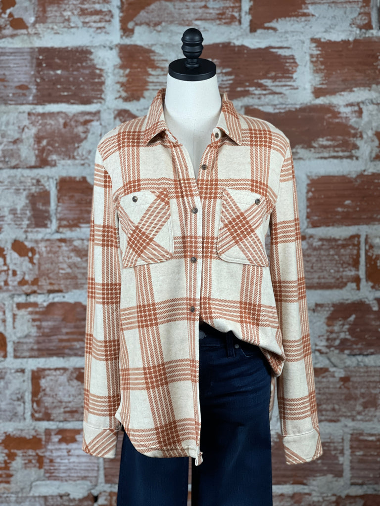 Thread & Supply Lewis Top in Rust and Ivory Plaid
