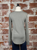 Thread & Supply Stacy Top in White and Olive Stripe-122 Jersey Tops - Long Sleeve-Little Bird Boutique