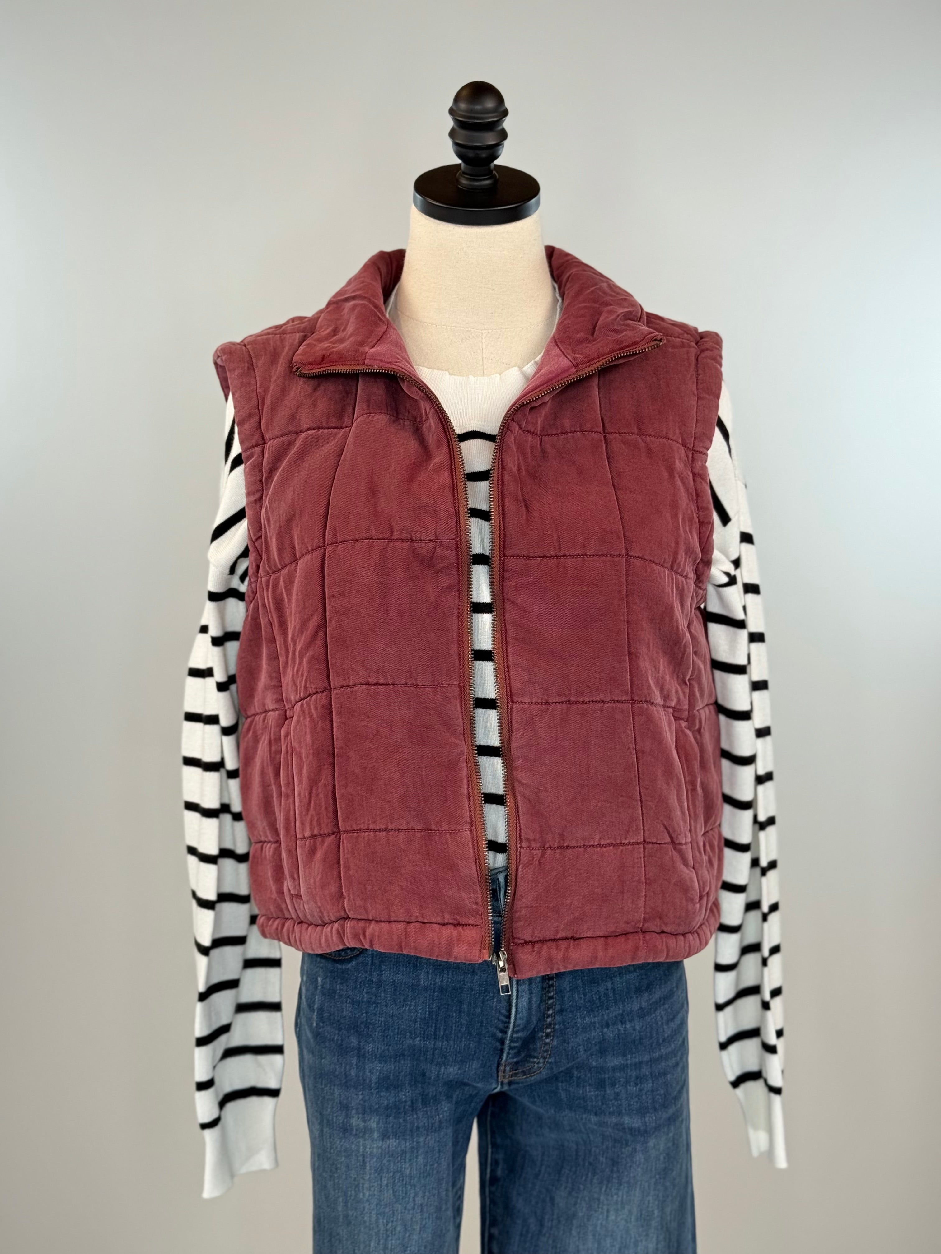 Thread and Supply Brina Vest in Crushed Berry-141 Outerwear Coats & Jackets-Little Bird Boutique