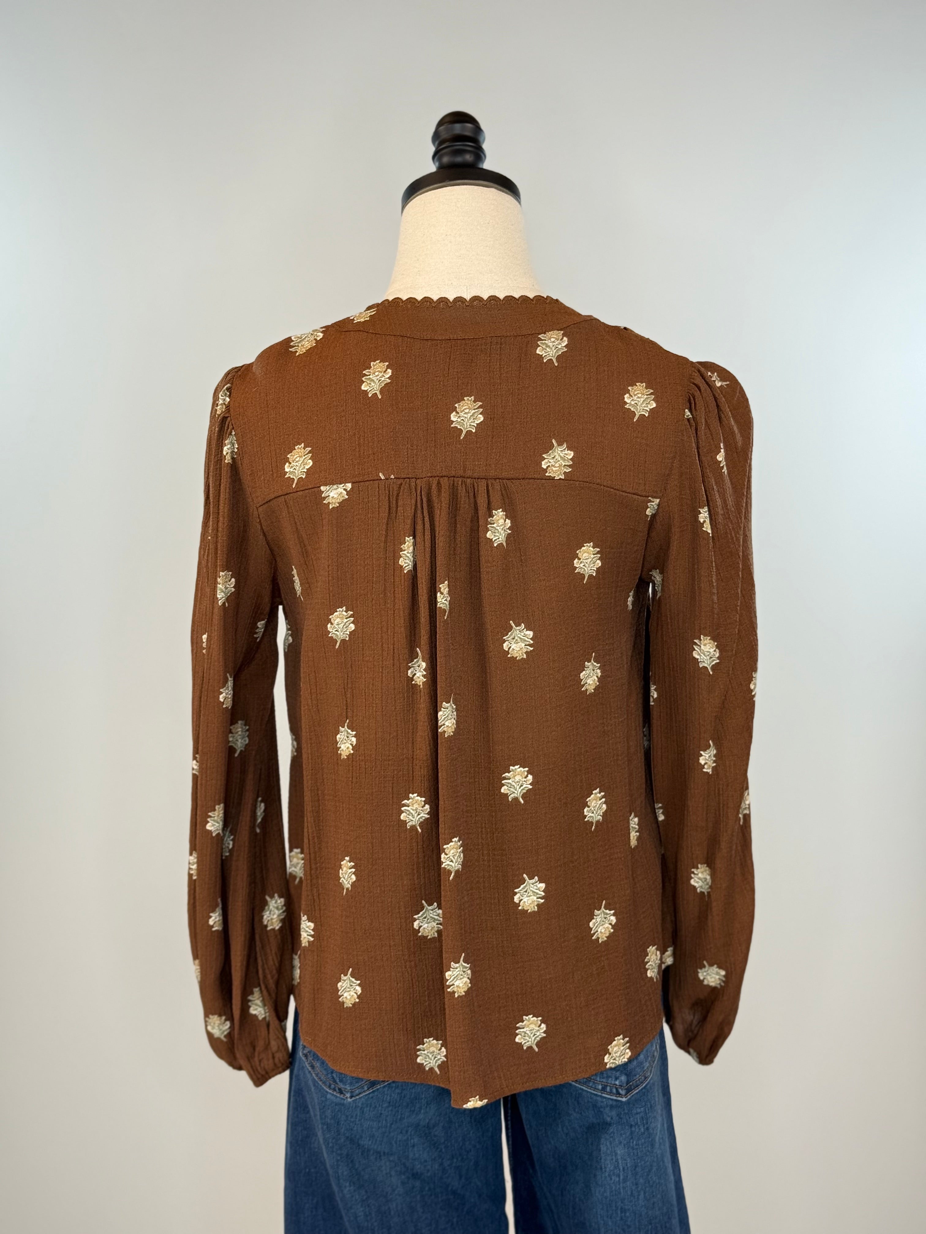 Layton Top in Chocolate-111 - Woven Top F/W (June- Nov)-Little Bird Boutique