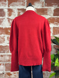 Puff Shoulder Sweater in Red-130 Sweaters-Little Bird Boutique