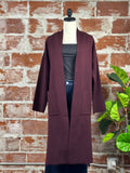 Black Tape Long Cardigan in Burgundy Wine-130 Sweaters-Little Bird Boutique