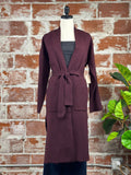 Black Tape Long Cardigan in Burgundy Wine-130 Sweaters-Little Bird Boutique