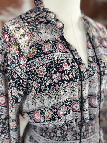 Dex Long Dress in Black & Red Floral