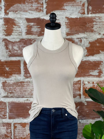 Ribbed Jersey Tank in Shell
