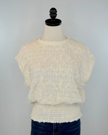 The Flower Top in Ivory-111 - Woven Top F/W (June- Nov)-Little Bird Boutique