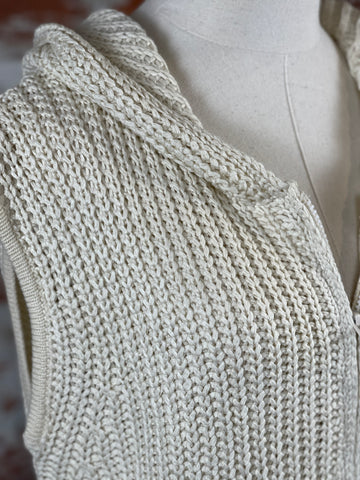 Zip Front Hooded Vest in Natural