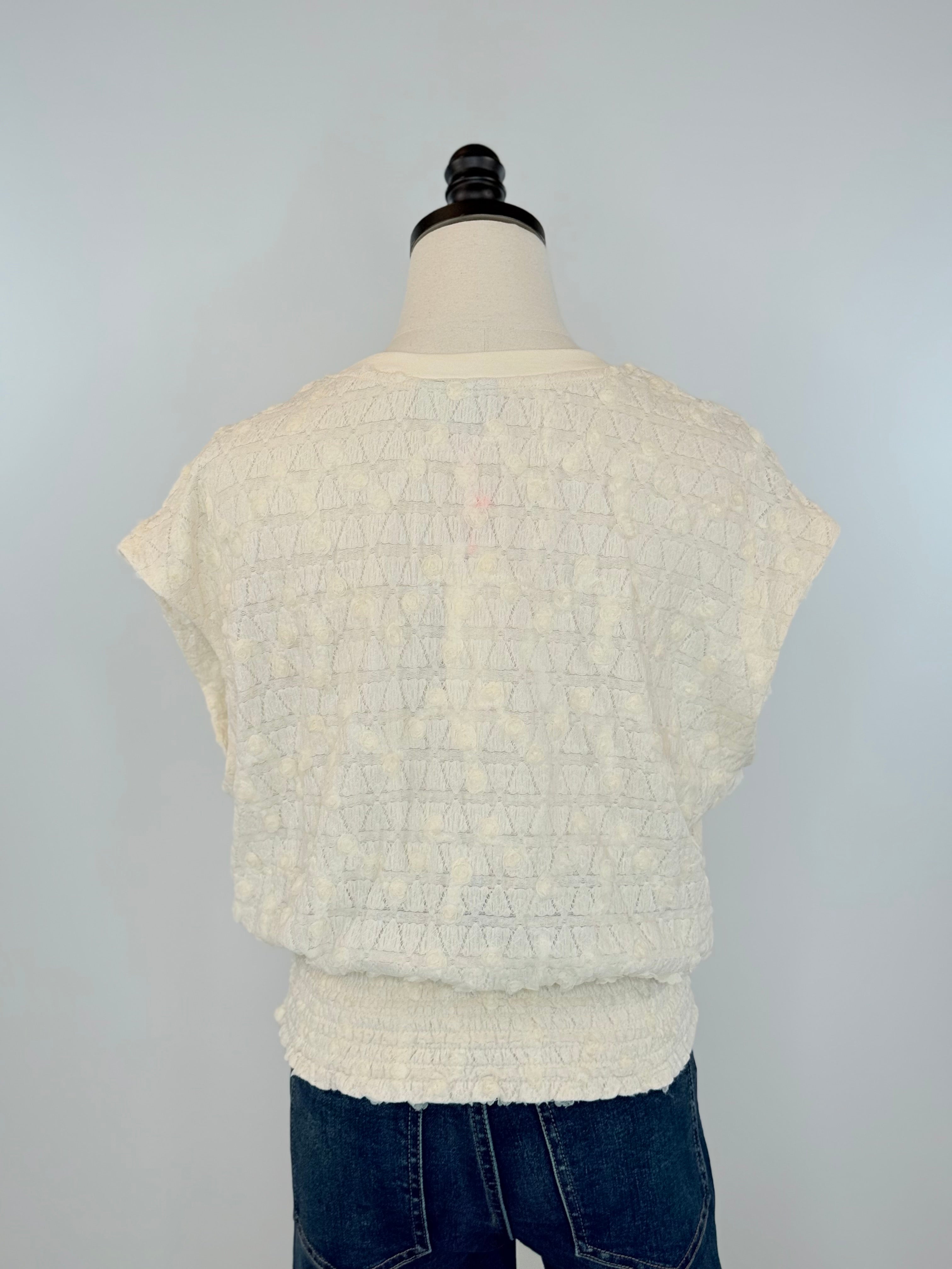 The Flower Top in Ivory-111 - Woven Top F/W (June- Nov)-Little Bird Boutique