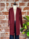 Liverpool Long Cardigan in Wine-130 Sweaters-Little Bird Boutique