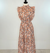 THML Lissette Dress in Taupe Floral-152 Dresses - Long-Little Bird Boutique