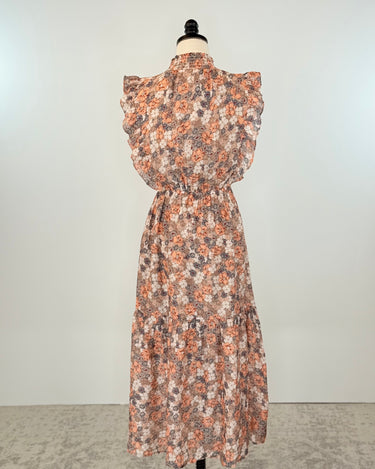 THML Lissette Dress in Taupe Floral-152 Dresses - Long-Little Bird Boutique