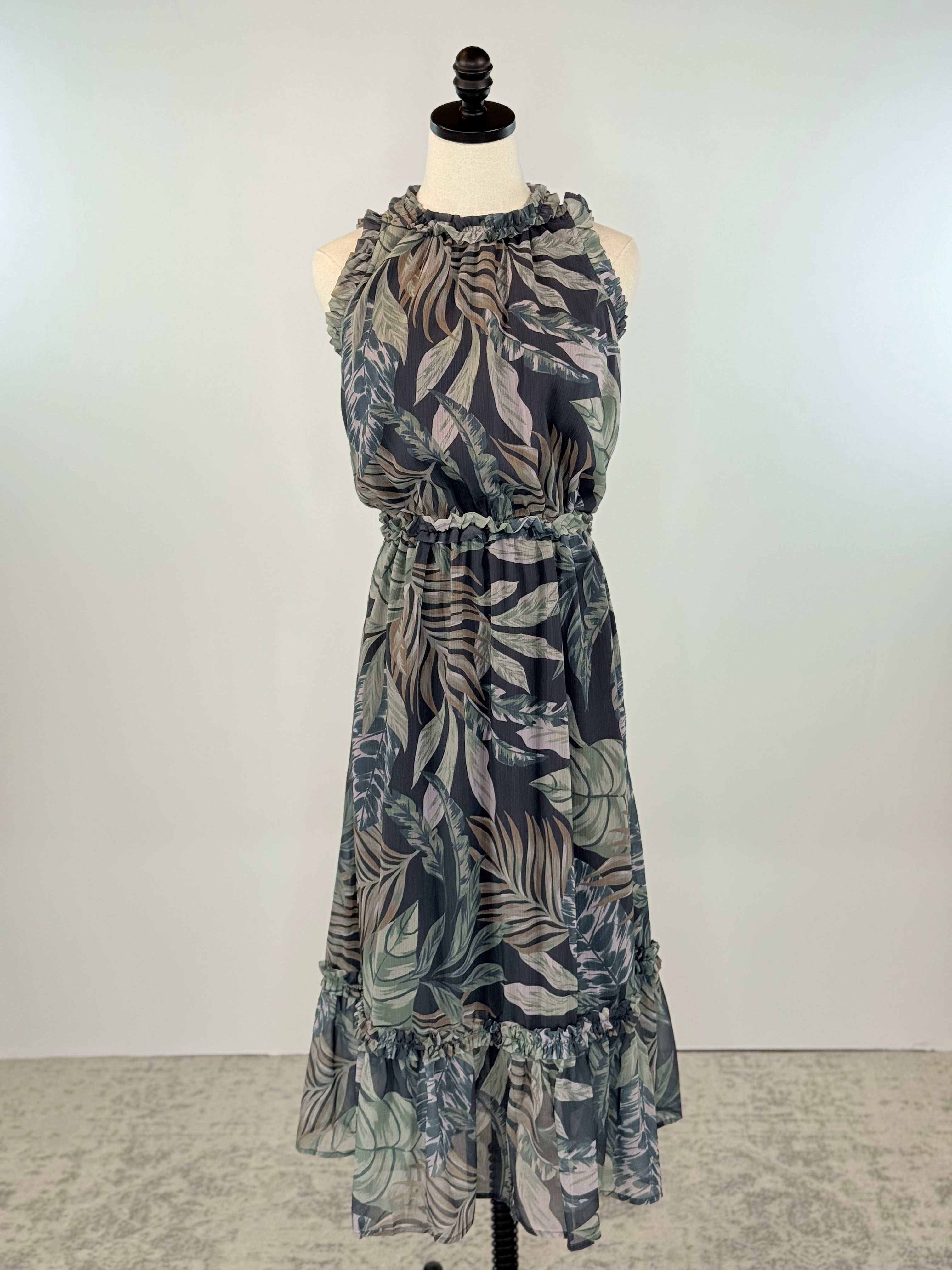 Palm Dress in Navy Multi-152 Dresses - Long-Little Bird Boutique