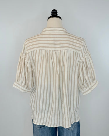 Millie Top in Taupe Stripe-111 - Woven Top F/W (June- Nov)-Little Bird Boutique