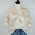Millie Top in Taupe Stripe-111 - Woven Top F/W (June- Nov)-Little Bird Boutique