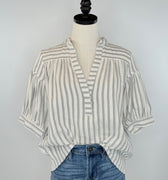 Millie Top in Charcoal Stripe-111 - Woven Top F/W (June- Nov)-Little Bird Boutique
