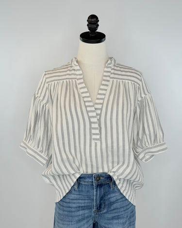 Millie Top in Charcoal Stripe-111 - Woven Top F/W (June- Nov)-Little Bird Boutique