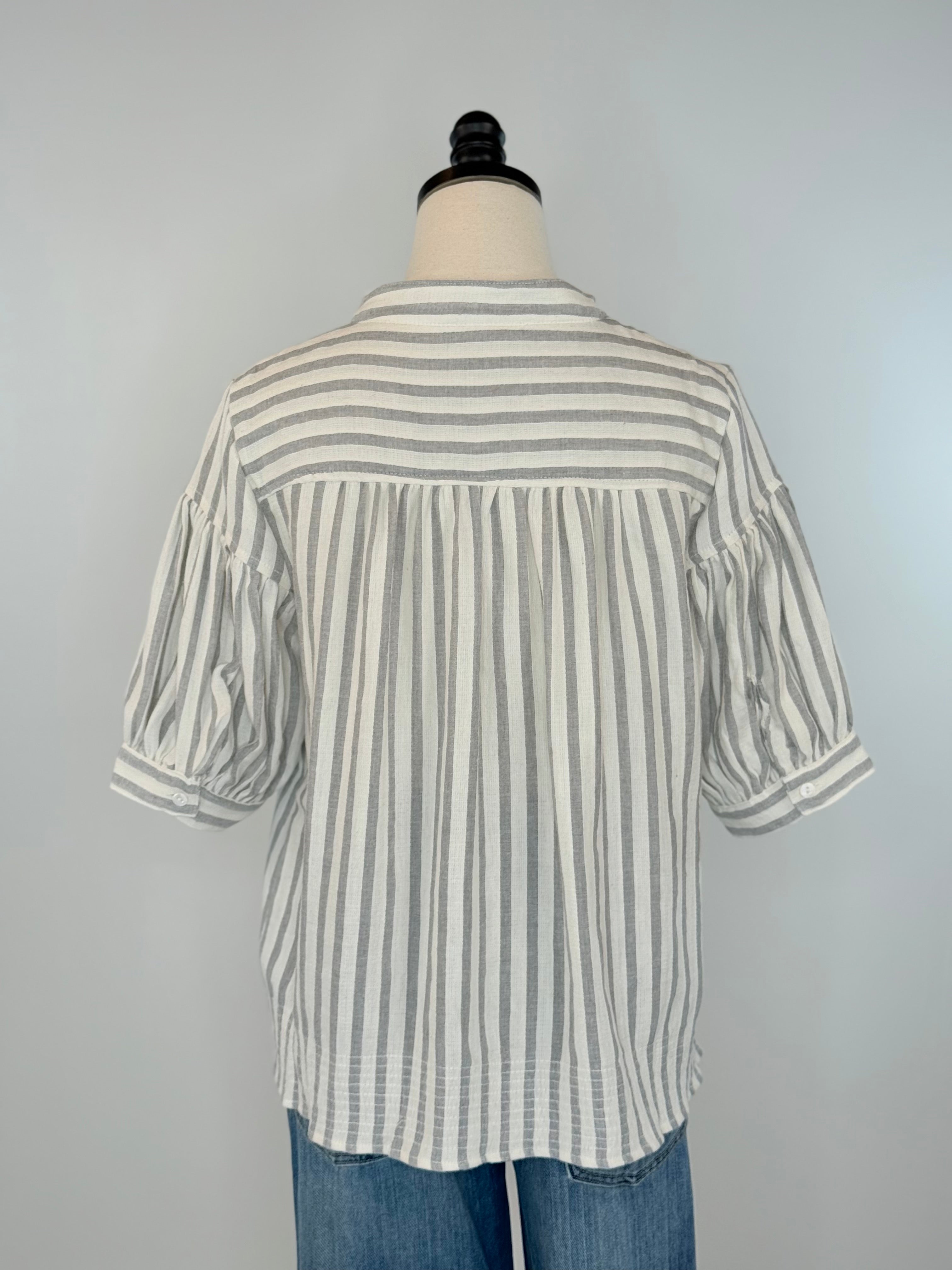 Millie Top in Charcoal Stripe