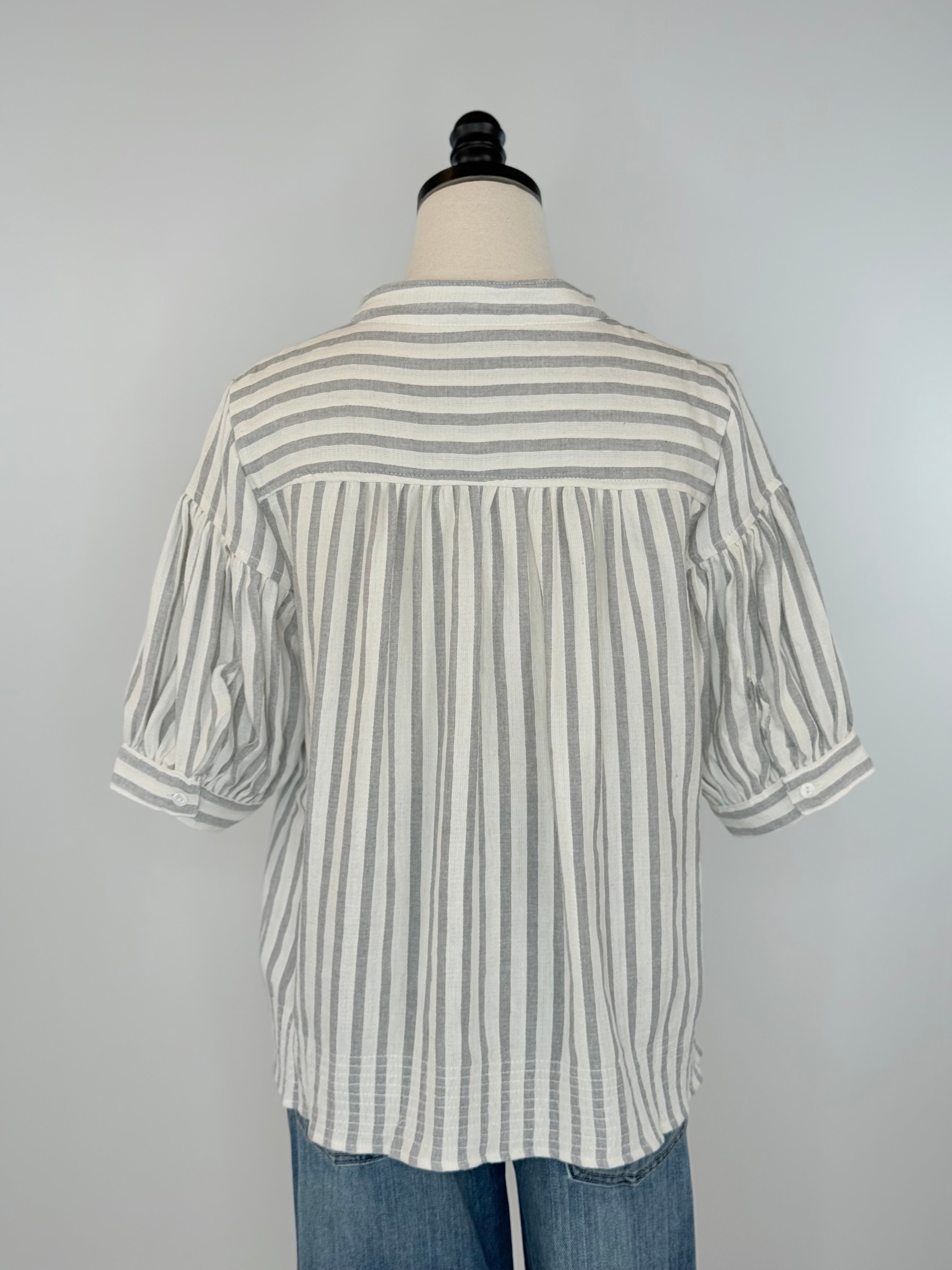 Millie Top in Charcoal Stripe-111 - Woven Top F/W (June- Nov)-Little Bird Boutique