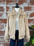 Molly Bracken Faux Fur Jacket in Beige-141 Outerwear Coats & Jackets-Little Bird Boutique