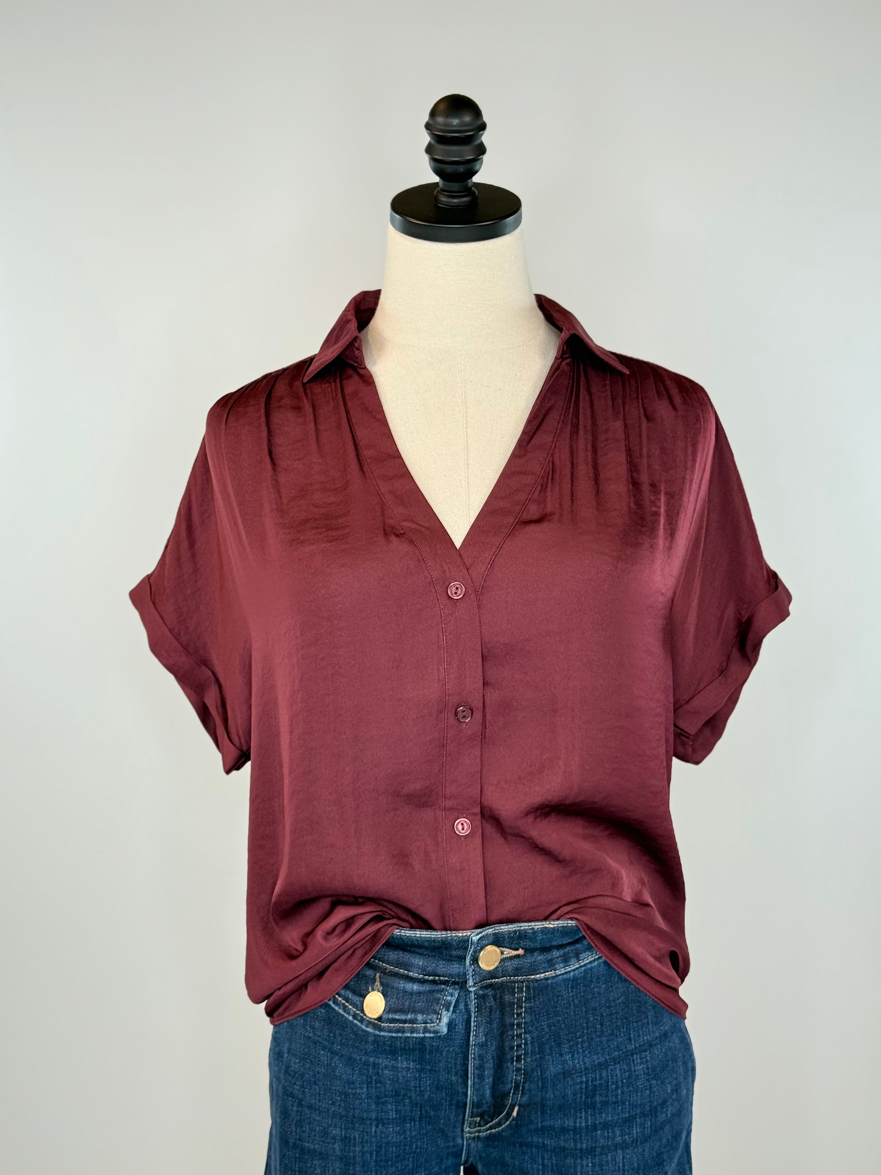 Sullivan Top in Wine-111 - Woven Top F/W (June- Nov)-Little Bird Boutique