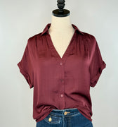 Sullivan Top in Wine-111 - Woven Top F/W (June- Nov)-Little Bird Boutique