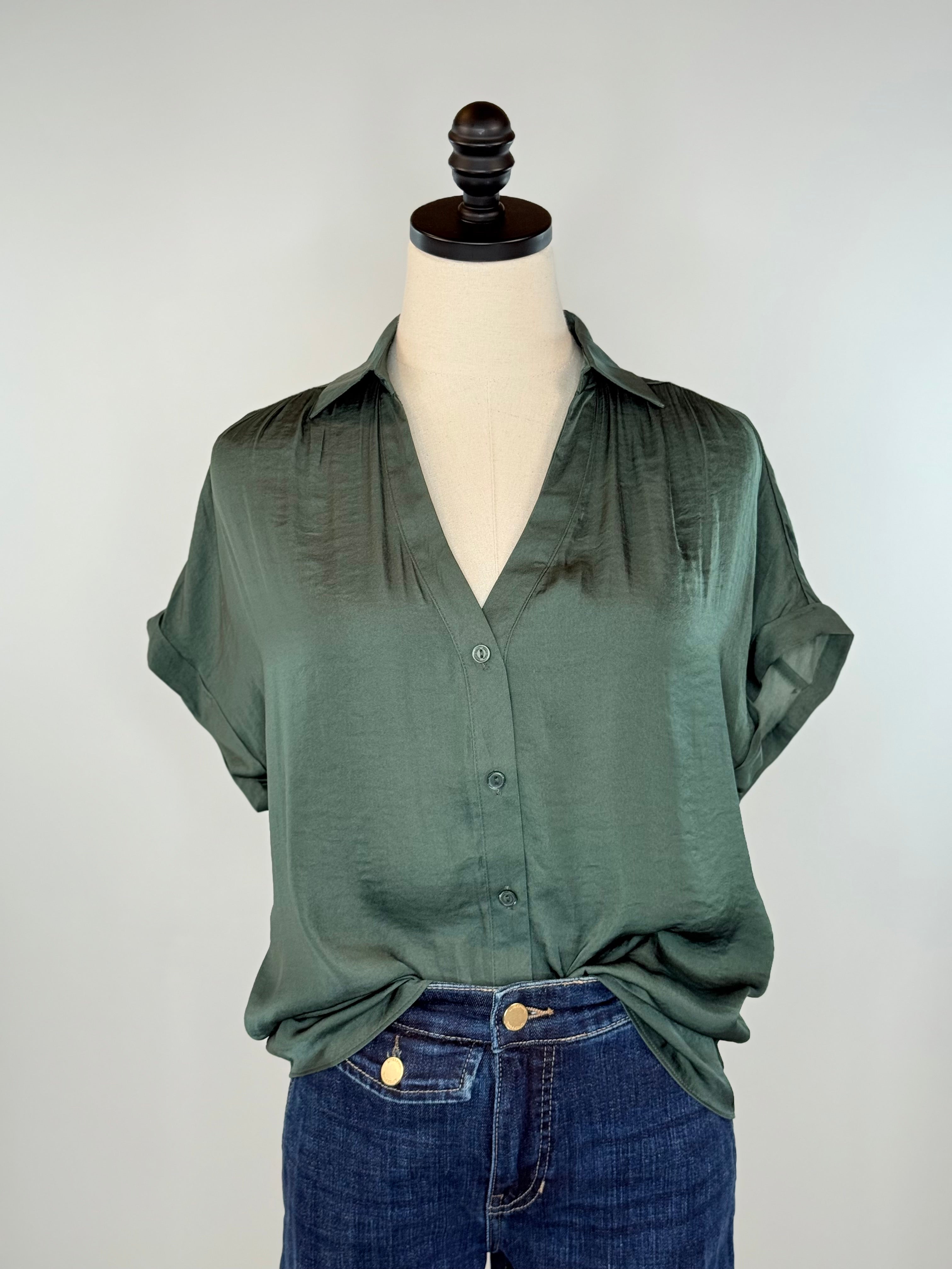 Sullivan Top in Forest Green-111 - Woven Top F/W (June- Nov)-Little Bird Boutique