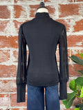 Sanctuary On My Mind Mesh Sleeve Top in Black-130 Sweaters-Little Bird Boutique