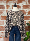 Sanctuary Ruffle Moment Blouse in Midnight Ivy-112 Woven Tops - Long Sleeve-Little Bird Boutique