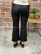 Liverpool Hannah Crop Flare Jeans in Coated Black-220 Pants-Little Bird Boutique