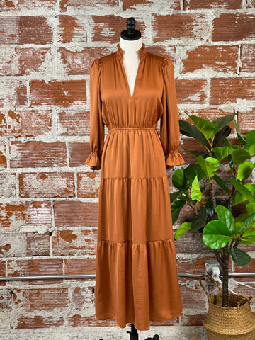 Elan Tiered Midi Dress in Rust
