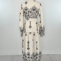 Weston Dress in Taupe and Navy-152 Dresses - Long-Little Bird Boutique