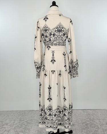 Weston Dress in Taupe and Navy-152 Dresses - Long-Little Bird Boutique