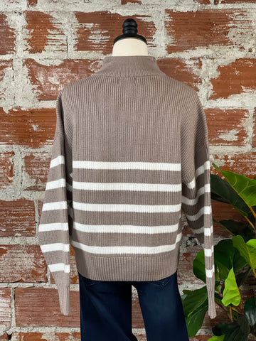 Thread & Supply Pullover Sweater in Taupe and Ivory