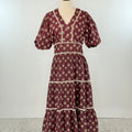 THML Debbie Dress in Wine Floral-152 Dresses - Long-Little Bird Boutique
