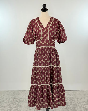 THML Debbie Dress in Wine Floral-152 Dresses - Long-Little Bird Boutique