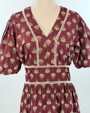 THML Debbie Dress in Wine Floral-152 Dresses - Long-Little Bird Boutique