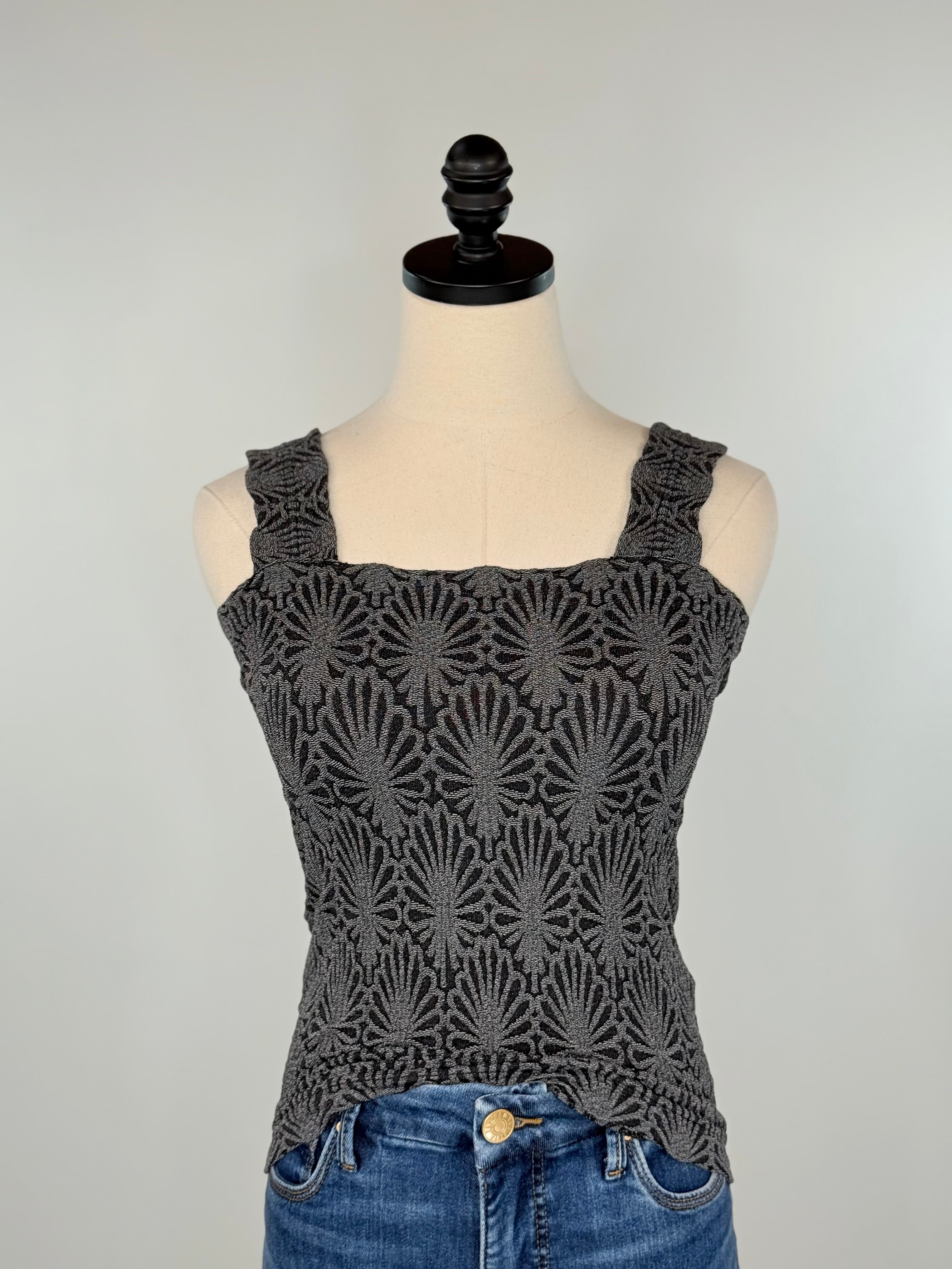 Nikibiki Lace Textured Square Top in Black-121 - Jersey Tops F/W (June - Nov)-Little Bird Boutique