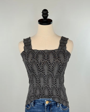 Nikibiki Lace Textured Square Top in Black-121 - Jersey Tops F/W (June - Nov)-Little Bird Boutique