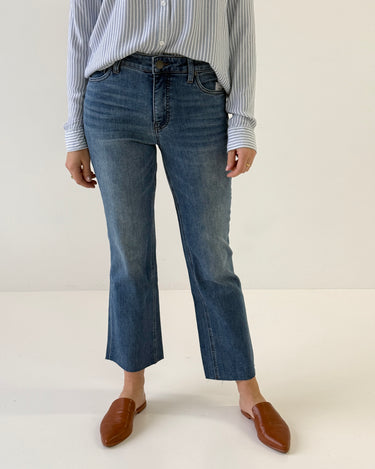 KUT from the Kloth Kelsey High Rise Fab Ab Ankle Flare in Brace Wash-210 Denim-Little Bird Boutique
