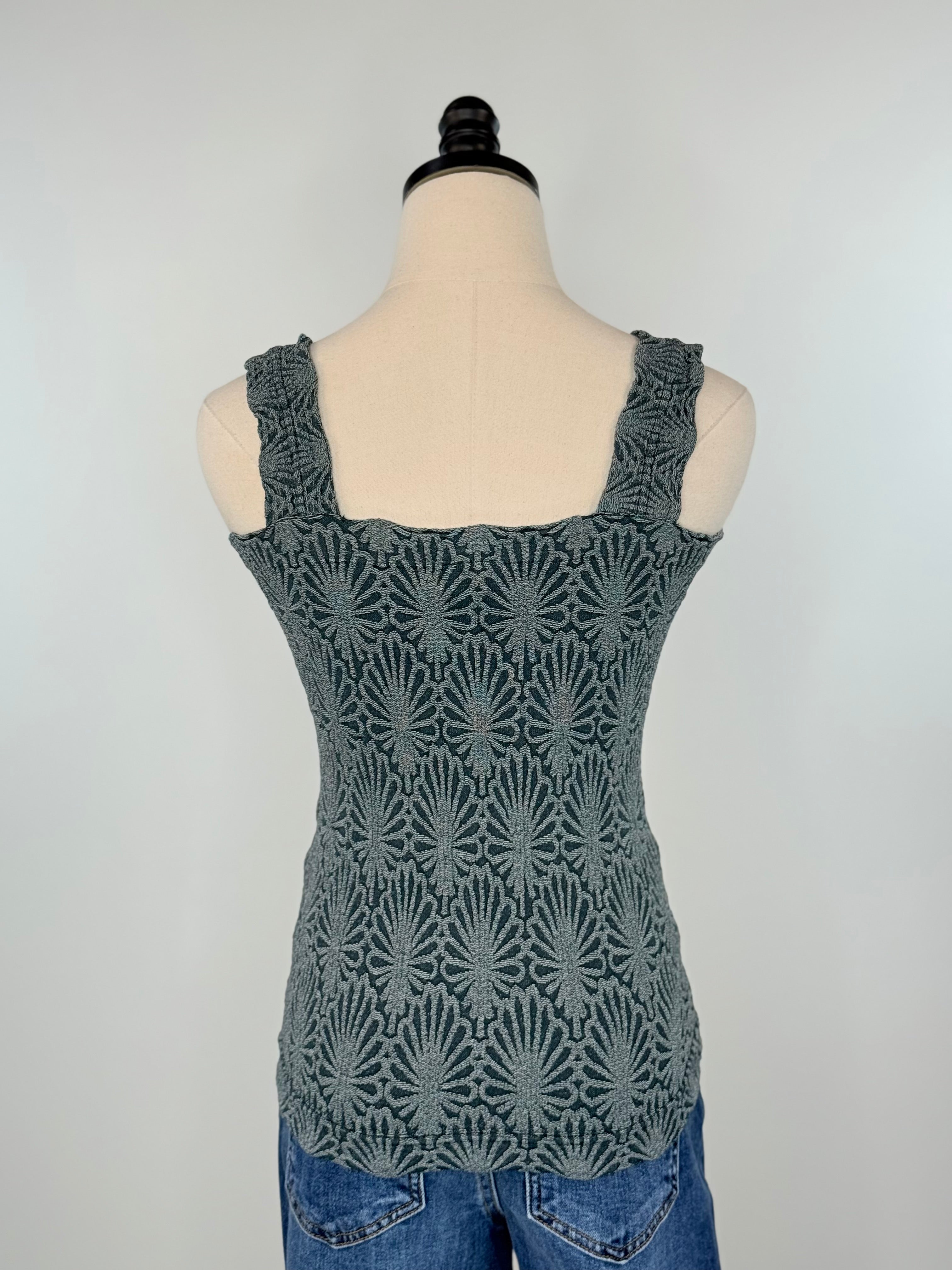 Nikibiki Lace Textured Square Top in Forest Night-121 - Jersey Tops F/W (June - Nov)-Little Bird Boutique