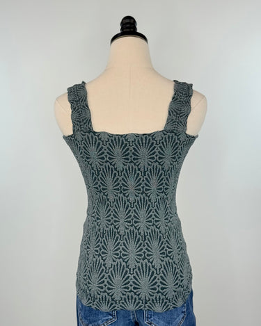 Nikibiki Lace Textured Square Top in Forest Night-121 - Jersey Tops F/W (June - Nov)-Little Bird Boutique